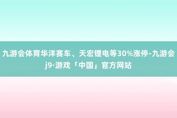 九游会体育华洋赛车、天宏锂电等30%涨停-九游会j9·游戏「中国」官方网站